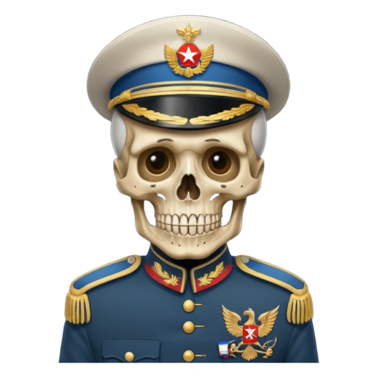 generate a realistic skeleton in a Russian military uniform sticker