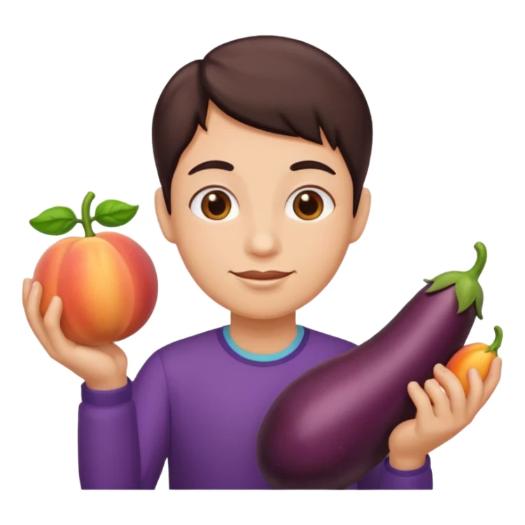 Weird emoji with her eggplant and peaches sticker
