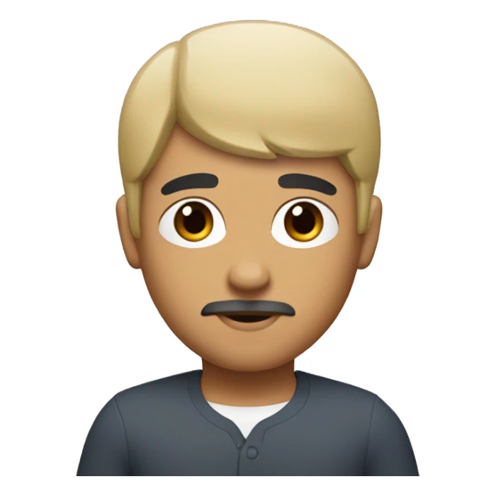 white latino with straight black hair,bowl cut and a goatee sticker