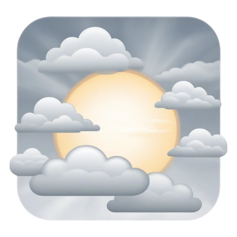 Cinematic Realistic Altostratus Emoji, Soft and gray, with mid-level clouds spreading evenly across the sky. The clouds create a smooth, overcast layer that dulls the sun’s light, giving the world a peaceful, muted tone. Soft glowing outline, capturing the essence of calm, muted skies and gentle transitions in an altostratus cloud! sticker
