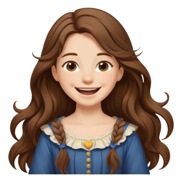 Girl with beautiful long hair laughing cottagecore  sticker