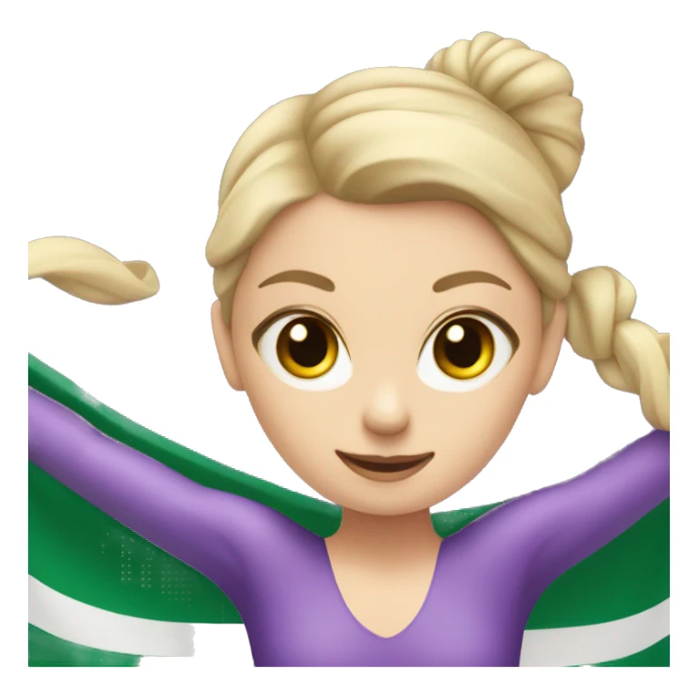 a white girl doing rhythmic gymnastics in a purple leotard  sticker