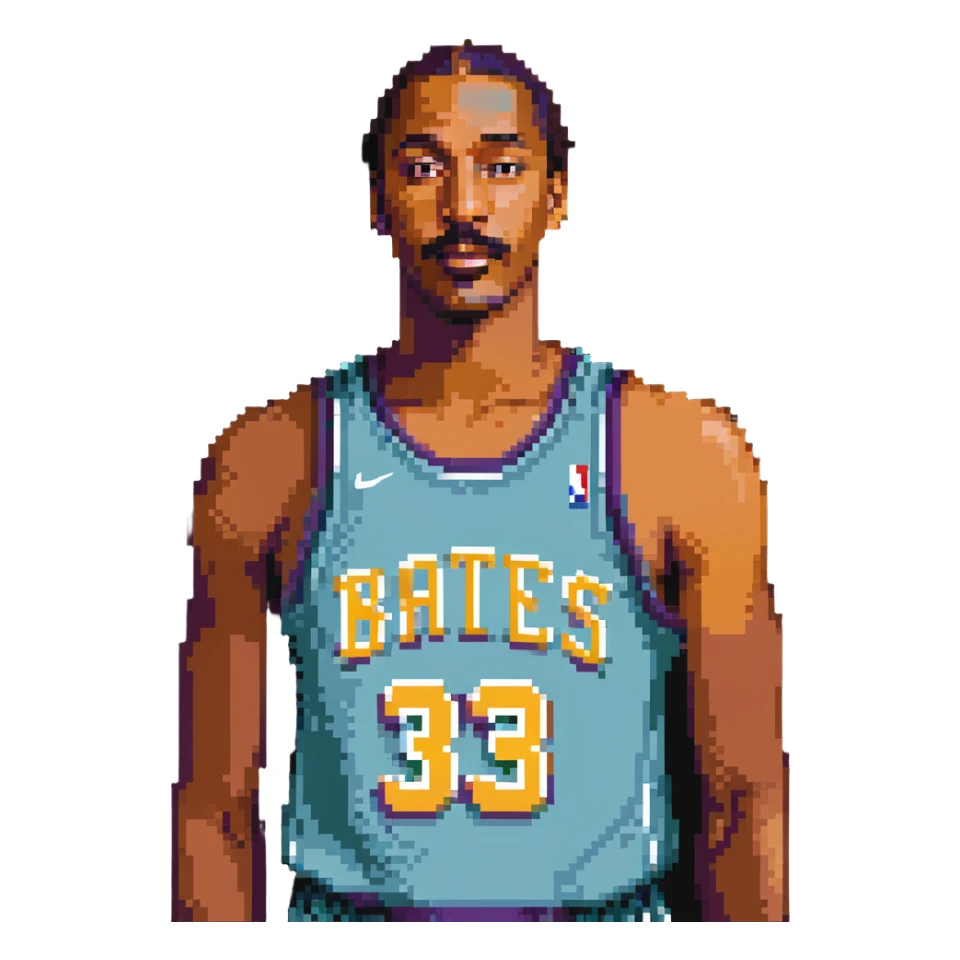 Wilt Chamberlain, tall, mustache, retro basketball uniform sticker