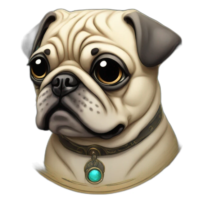 A cyberpunk pug in Art Nouveau style during 1910 sticker