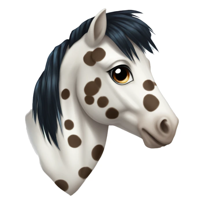 Brown and white spotted pony with black hair and blue eye sticker