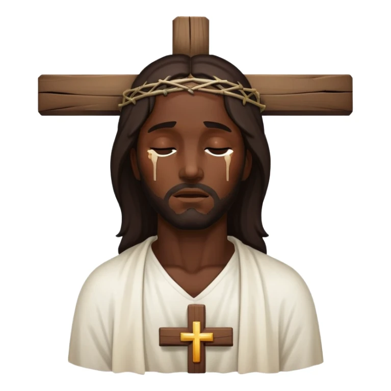 Dark skin christ Jesus injuries eyes closed on cross sticker