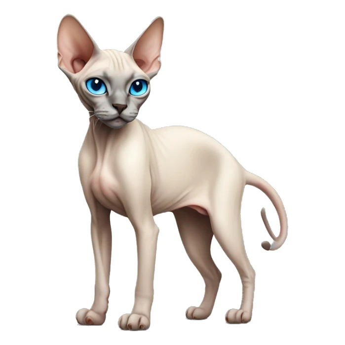 Siamese Sphynx  cat with blue eyes full body sticker