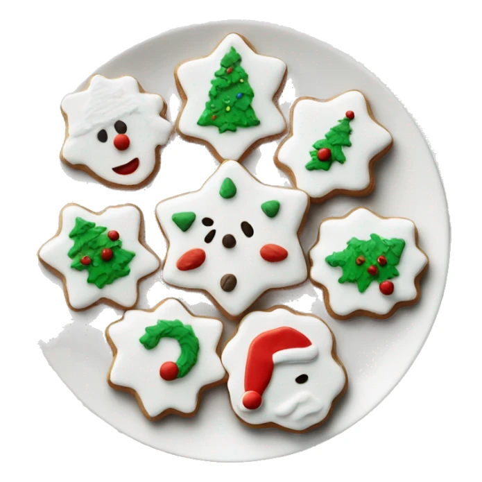 Christmas cookies with white frosting on a white china plate  sticker