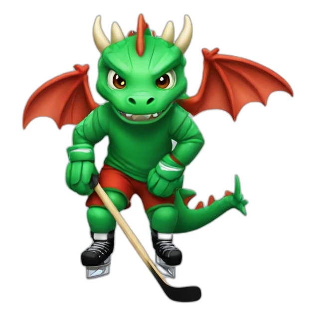 Dragon playing ice hockey sticker