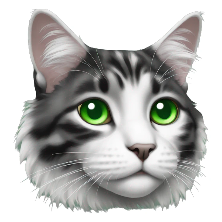 Black and white sad maincoon cat green eyes sticker