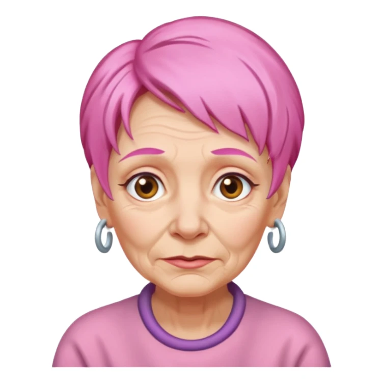 pink hair old woman sticker