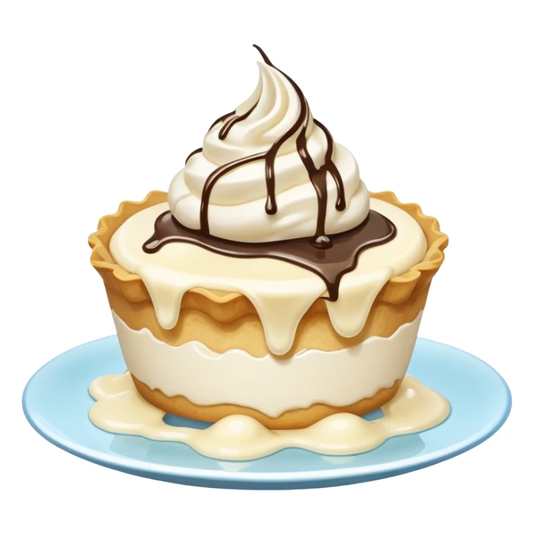 Slice of pale cream pie with melted ice cream dripping off of it sticker