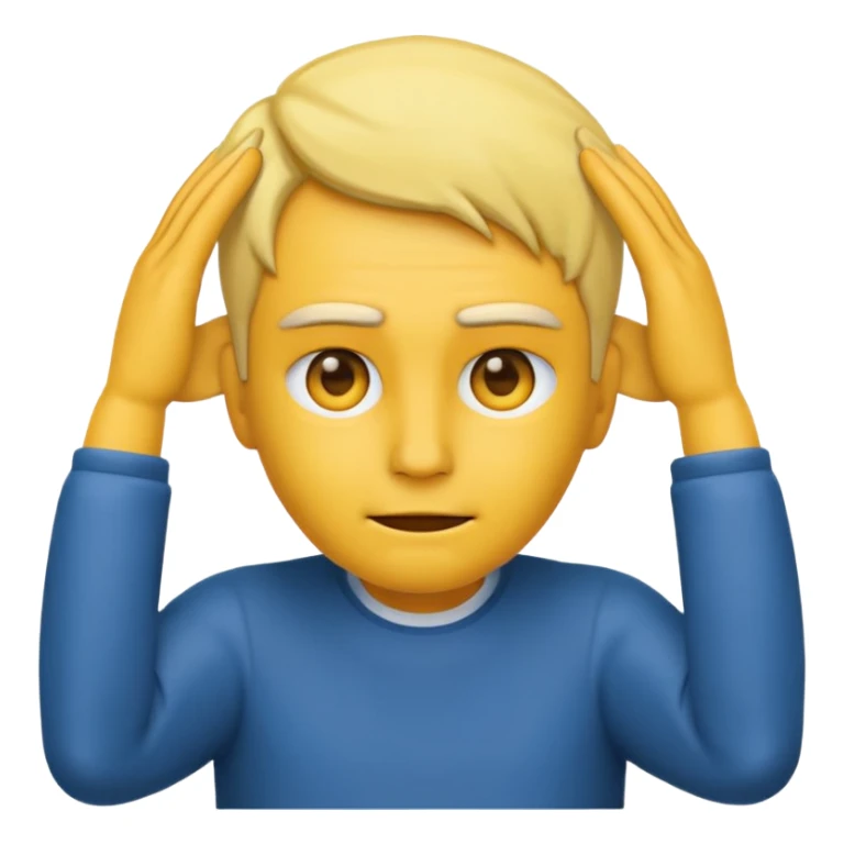 emoji face putting his hands on his ears in a sigma way, confident, stoic, no text sticker