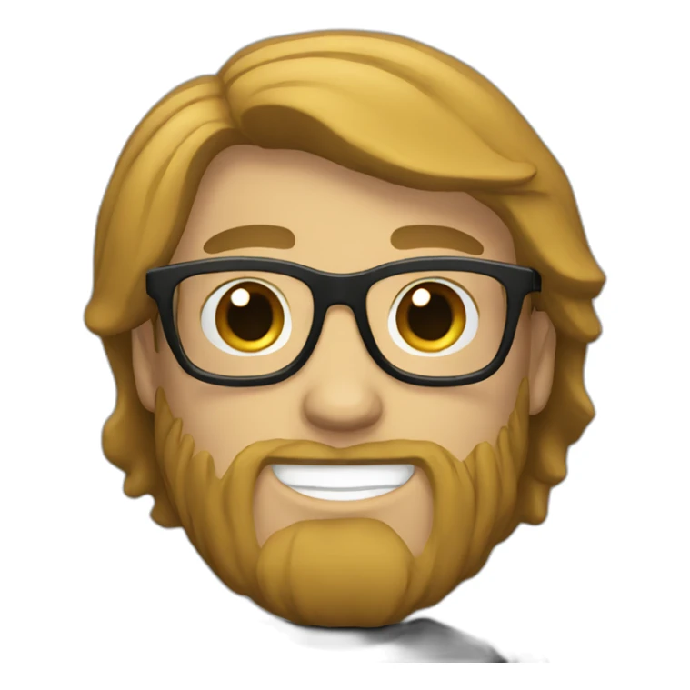 White guy with beard and glasses with black hair sticker
