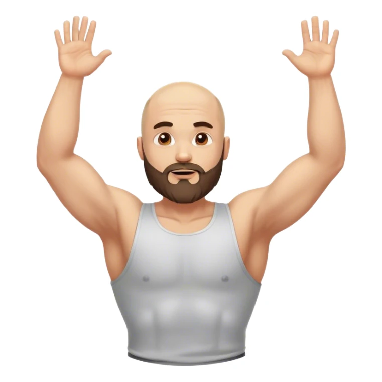 bald guy with a beard an muscles with his hands up shrugging his shoulders sticker
