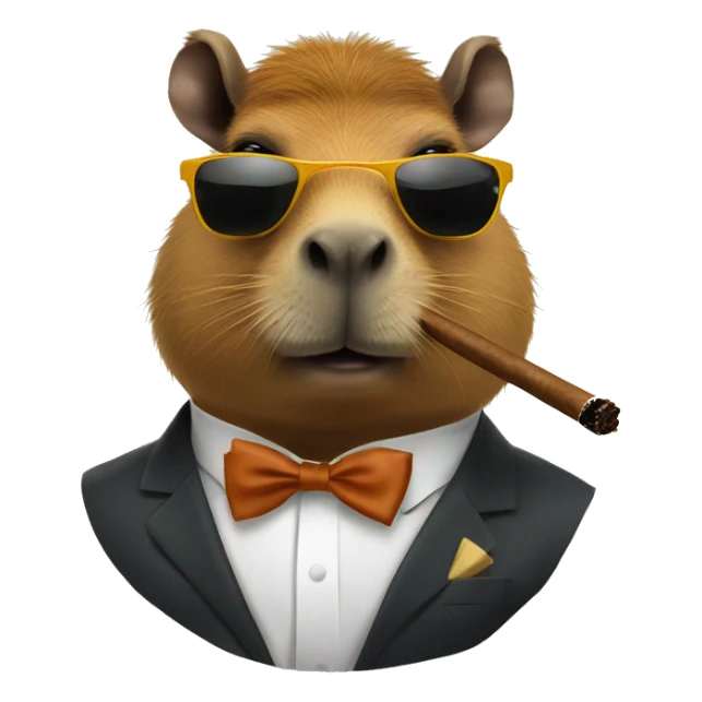 capybara with bow tie and sunglasses smoking a cigar  sticker