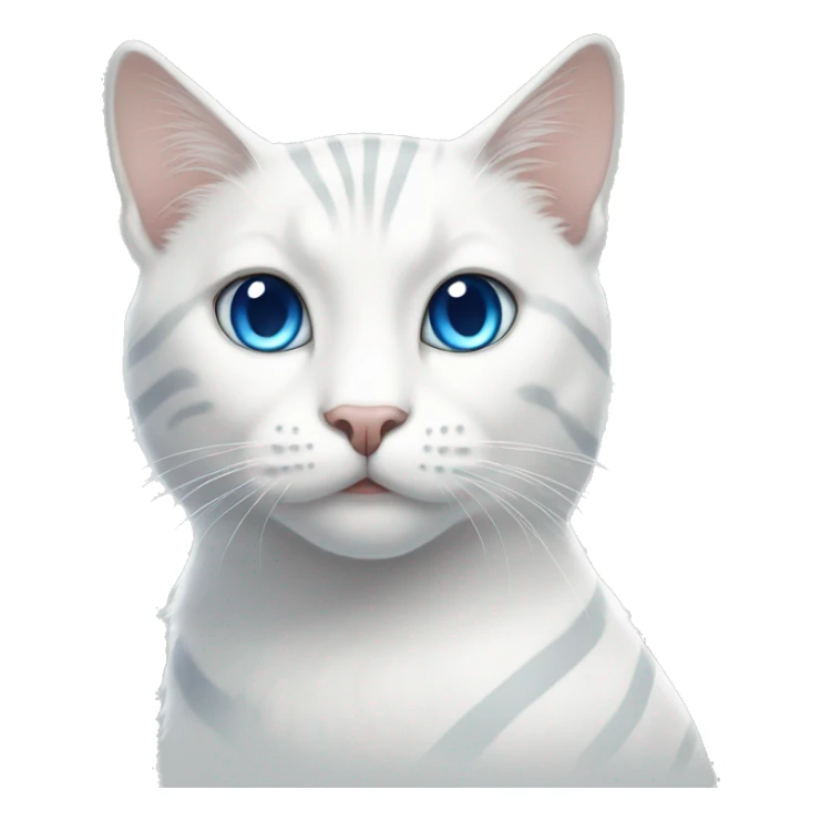 White cat with gray stripes and blue eyes sticker