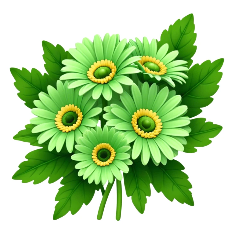 bouquet Soft Green Gerbera Daisy, luxuriant, leaf, bud sticker