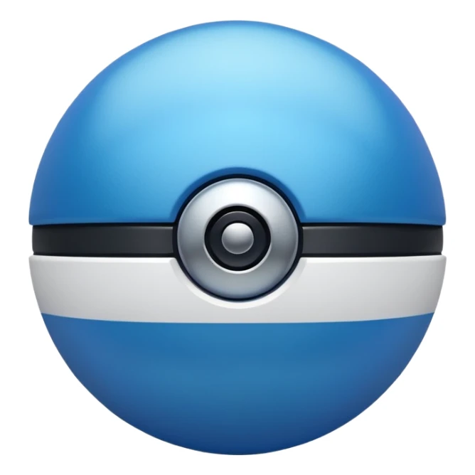 blue pokeball emoji, top half is a more saturated blue, bottom half is white, black stripe, with a metallic sheen sticker
