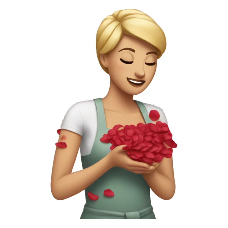 woman peeling rose petals sticker