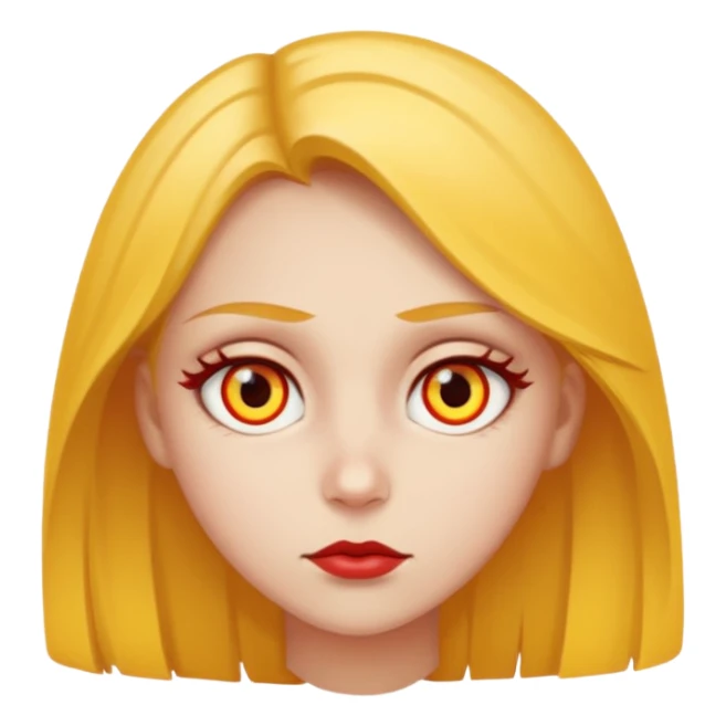 A girl with yellow eye and with An red eye and half smart  sticker