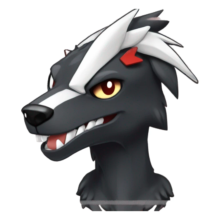 Black Cool Edgy Sergal-Houndoom-Fakémon  with White and Red Edgy markings sticker