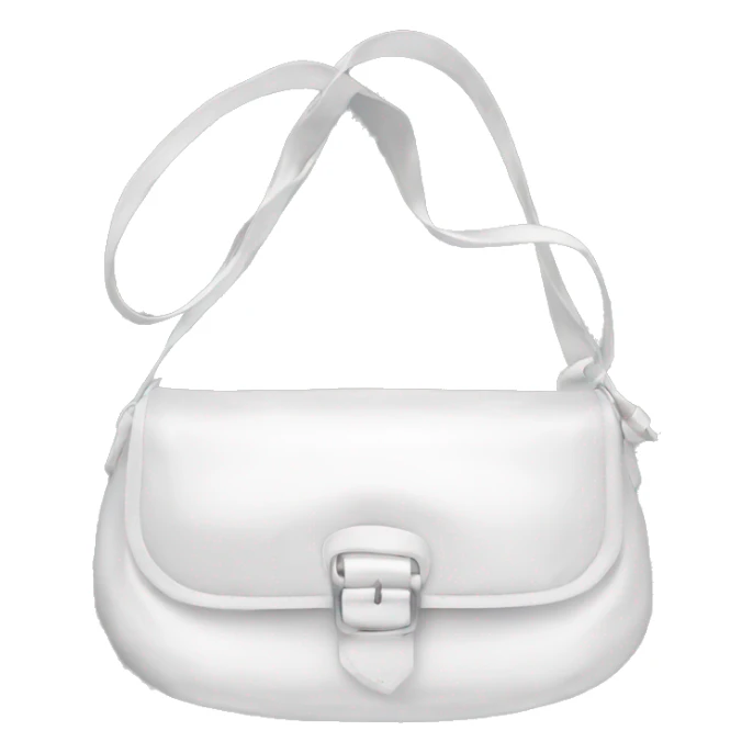 all white silky shoulder bag, with white strap sticker