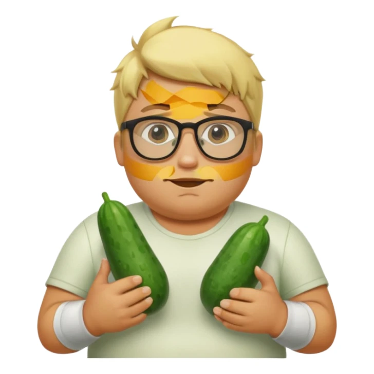 make a cucumber gamer, blonde and fat, male. show cucumbers sticker