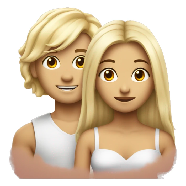couple girl in blondy har boy in back hair  sticker