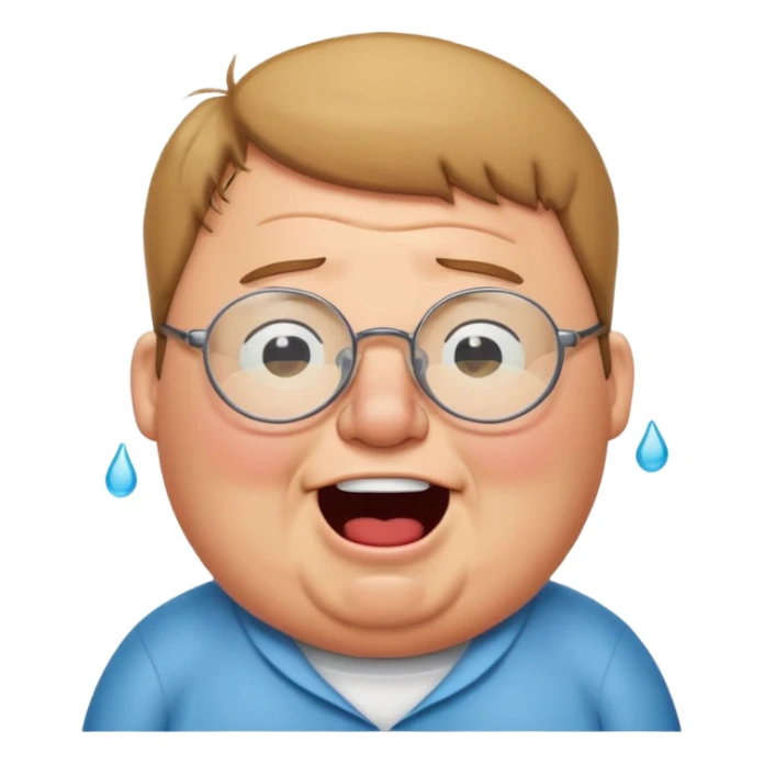 cartoon peter griffin with glasses as a laughing crying emoji sticker
