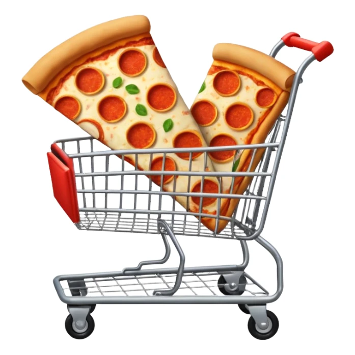 carrello della spesa con pizza oppure vuoto sticker