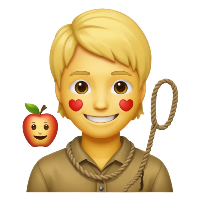 😔 with noose around neck. Apple themed emoji with regular yellowish skin(not completely yellow) only head sticker