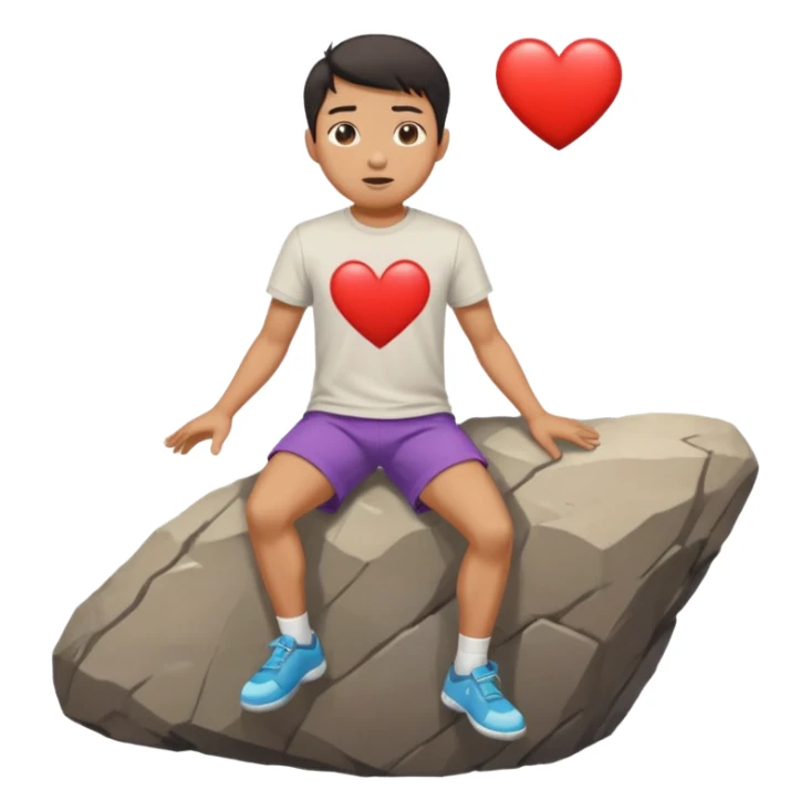 asian man tripping on rock with heart eyes sticker