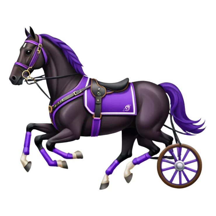 harness racing horse with purple details sticker