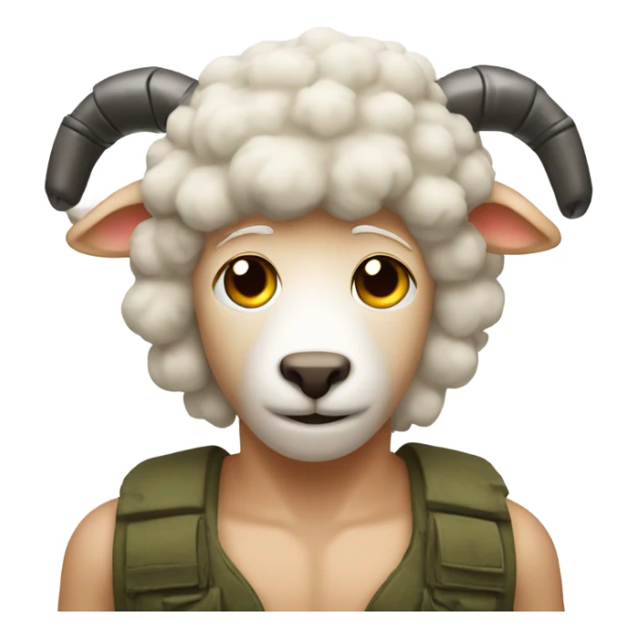 Make it more like a sheep sheep with a boys head Rambo style with the title ramJO sticker