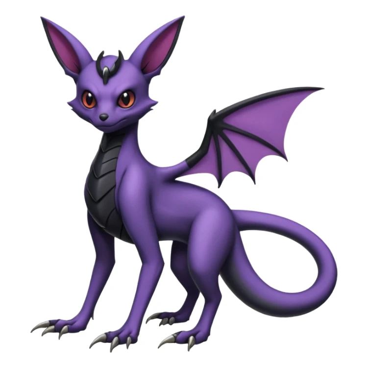 Gothic Edgy Badass Cool Noibat-Genesect-Umbreon-Salandit-Fakémon-hybrid-creature (full body)  sticker