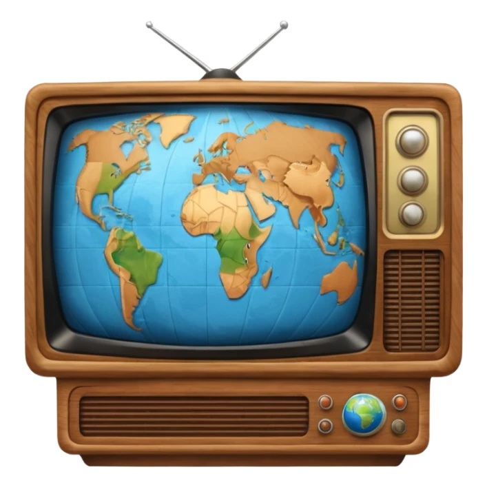 Tv with an globe of the earth sticker