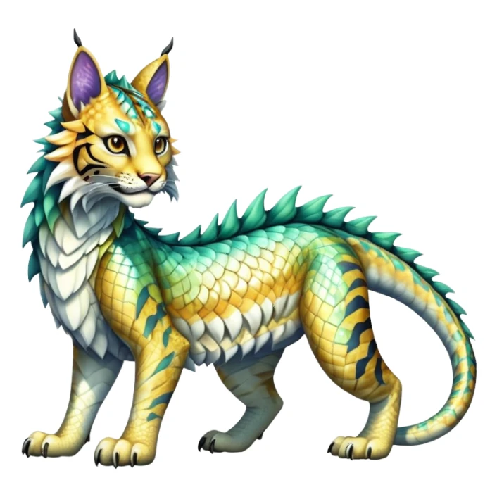 Shiny exotic iridescent Dragon-Tiger-type Lynx-Bobcat-Fakémon-creature full body sticker