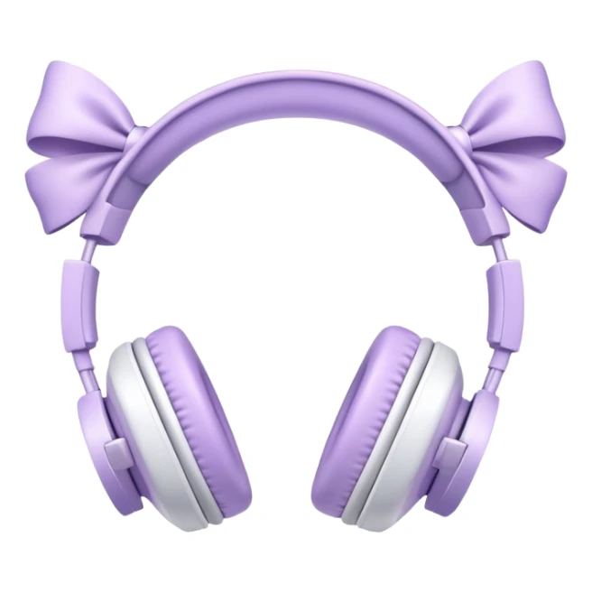 Light purple Headphones with white bows  sticker