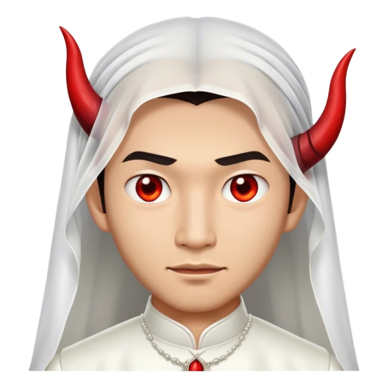an asian male bride with the face of devil in wedding dress sticker