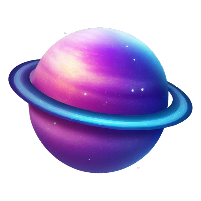 sparkly glittery blue purple and pink gradient planet with a cheesy saturn ring sticker