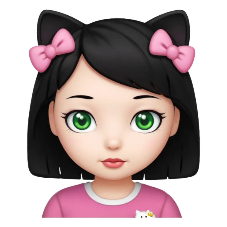 hello kitty girl either black hair and green eyes sticker
