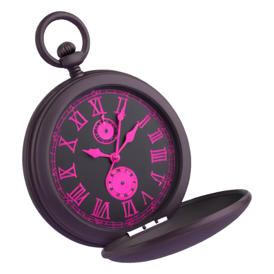 3D gothic pocket watch with pink accents, vintage and mysterious sticker