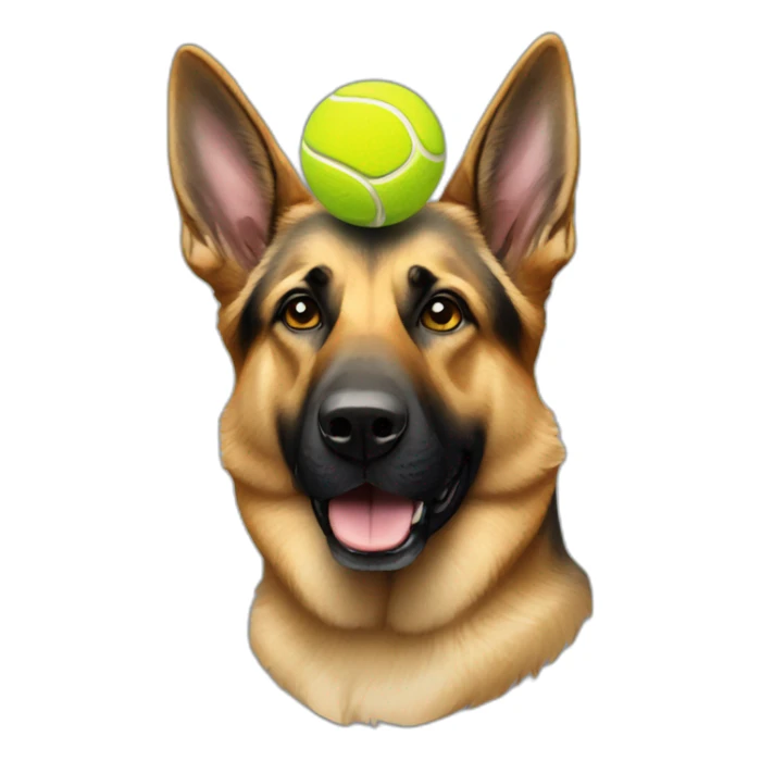 German shepherd with tennis ball on head sticker