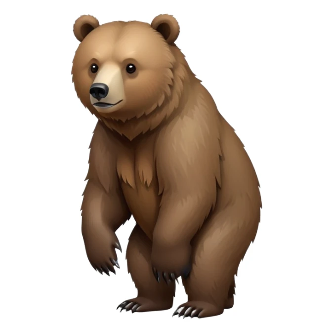 Realistic grizzly bear on four legs with natural fur texture, minimalist design sticker