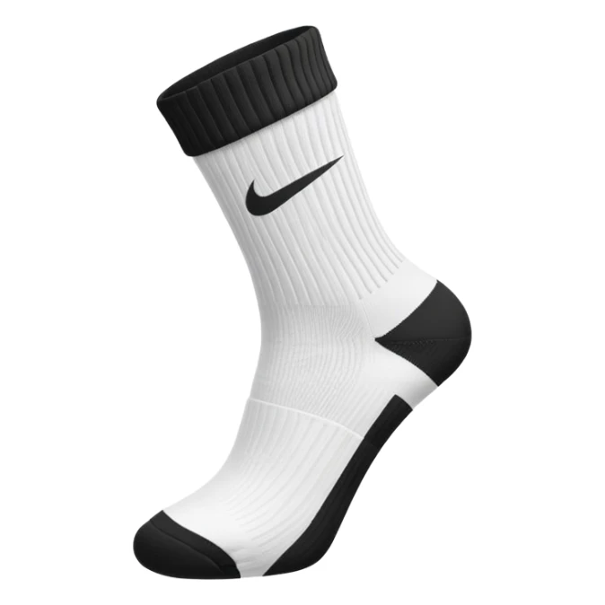 white sock, with black nike logo socks sticker