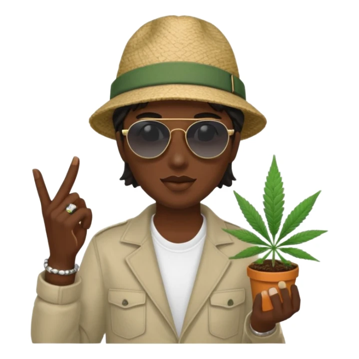 gang dealer with cannabis on a hand sticker