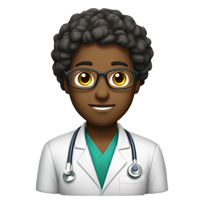 médico de cabelo escuro, pele clara, usando óculos sticker