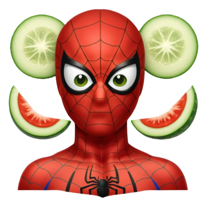 Spiderman with cucumber slices on his eyes, relaxing, spa day vibe sticker