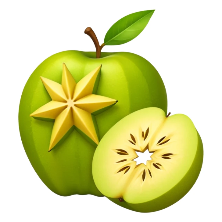 whole and sliced starfruit carambola apple emoji style sticker